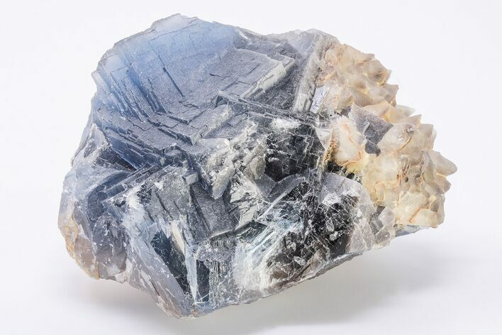 Blue, Cubic Fluorite Crystals with Calcite - Pakistan #197036